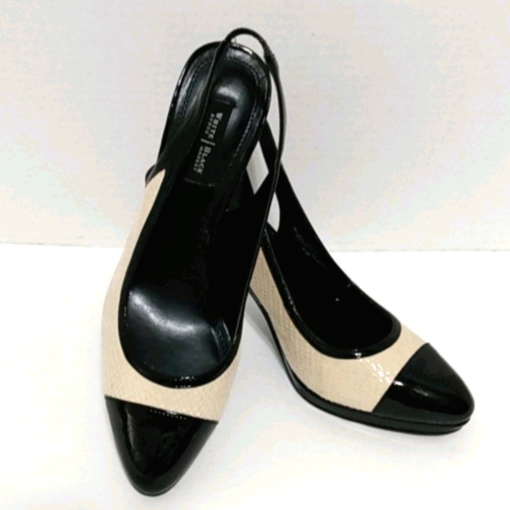 Elegant Black and Cream Women's Slingback Heels